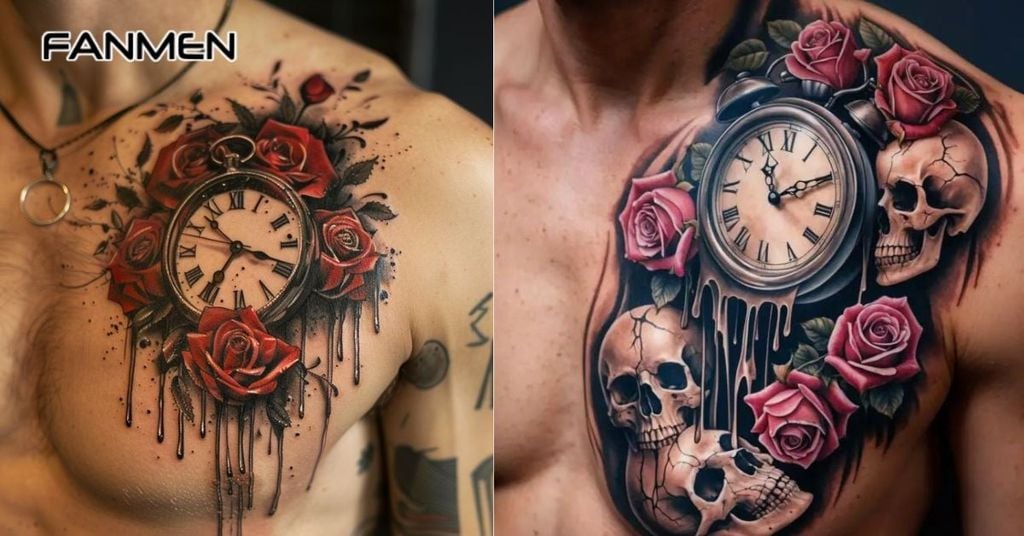 Hình xăm hoa hồng ở ngực 2