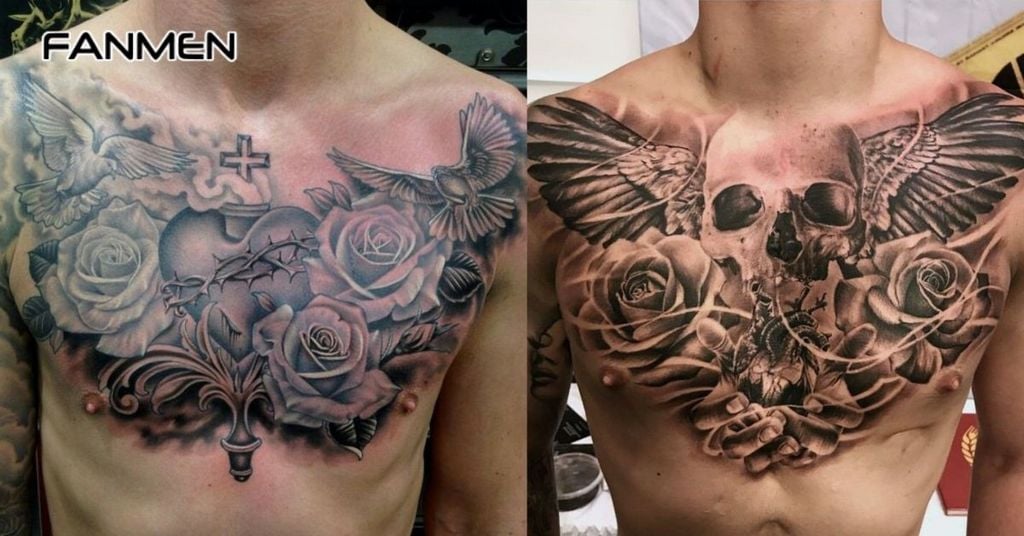 Hình xăm hoa hồng ở ngực 3