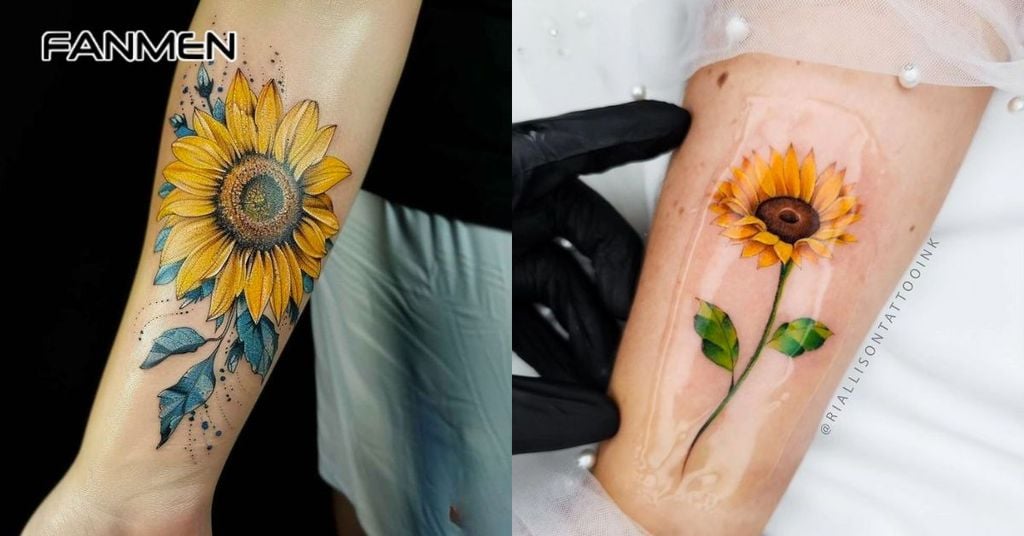 hình xăm hoa hướng dương 3d 3