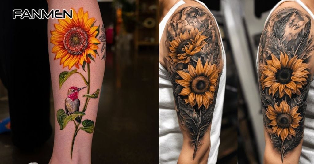hình xăm hoa hướng dương 3d 4