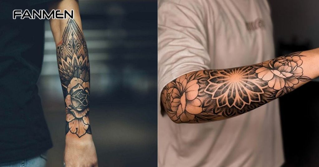 Hình xăm hoa mẫu đơn đen trắng 14