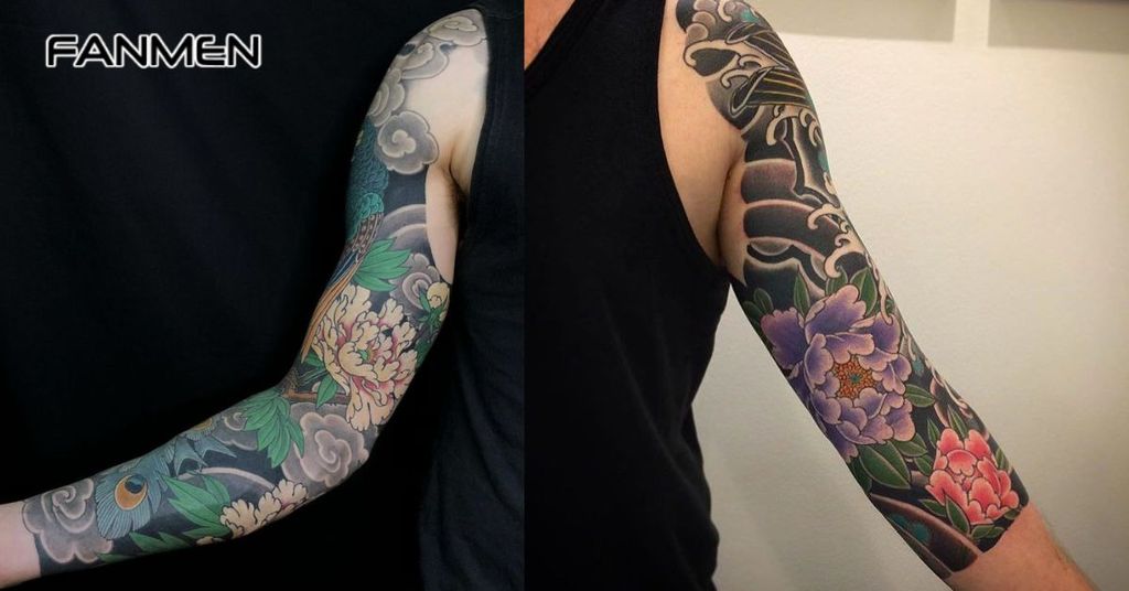 Hình xăm hoa mẫu đơn kín tay 5