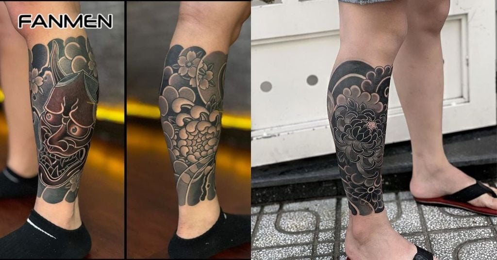 Hình xăm hoa cho nam ở chân 6