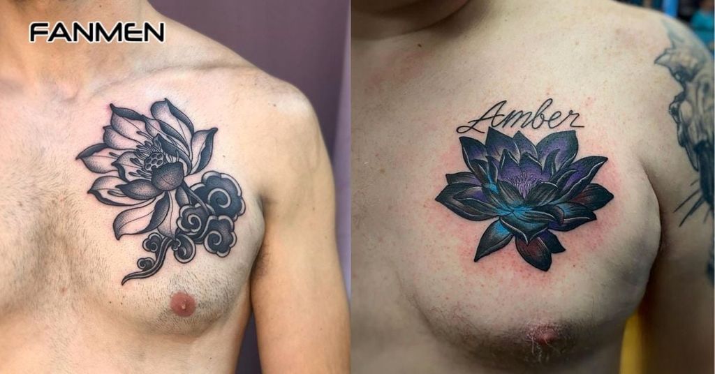 Hình xăm hoa ở ngực nam 14