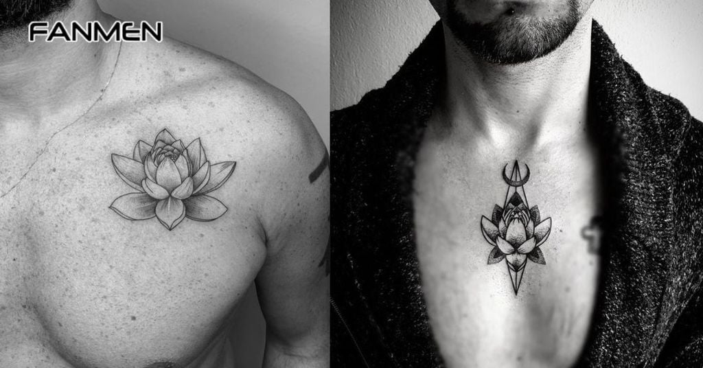 Hình xăm hoa ở ngực nam 15