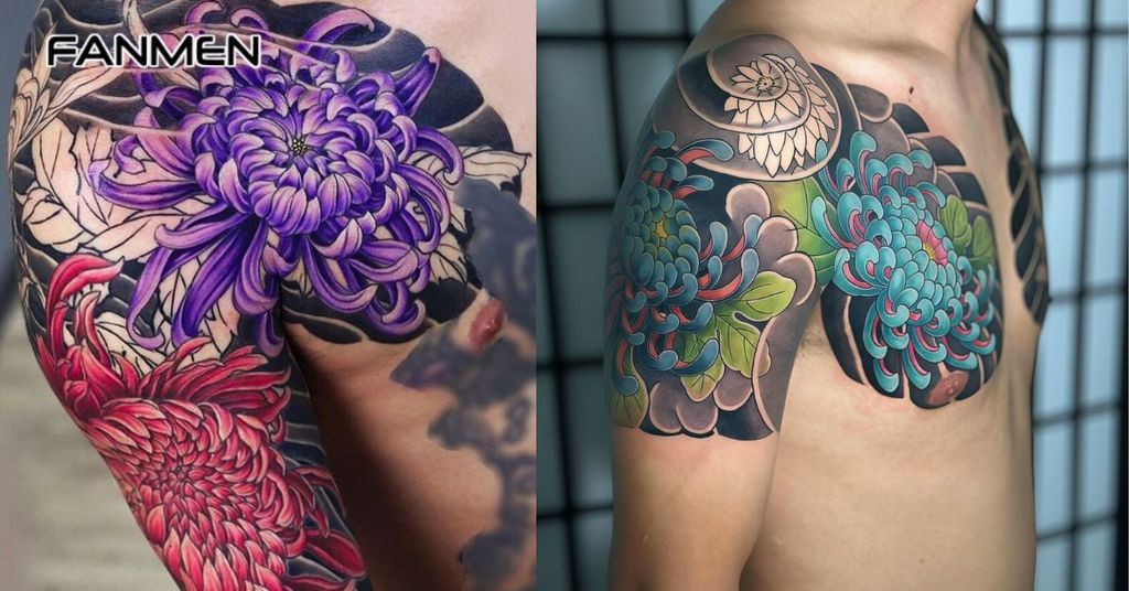 Hình xăm hoa ở ngực nam 18