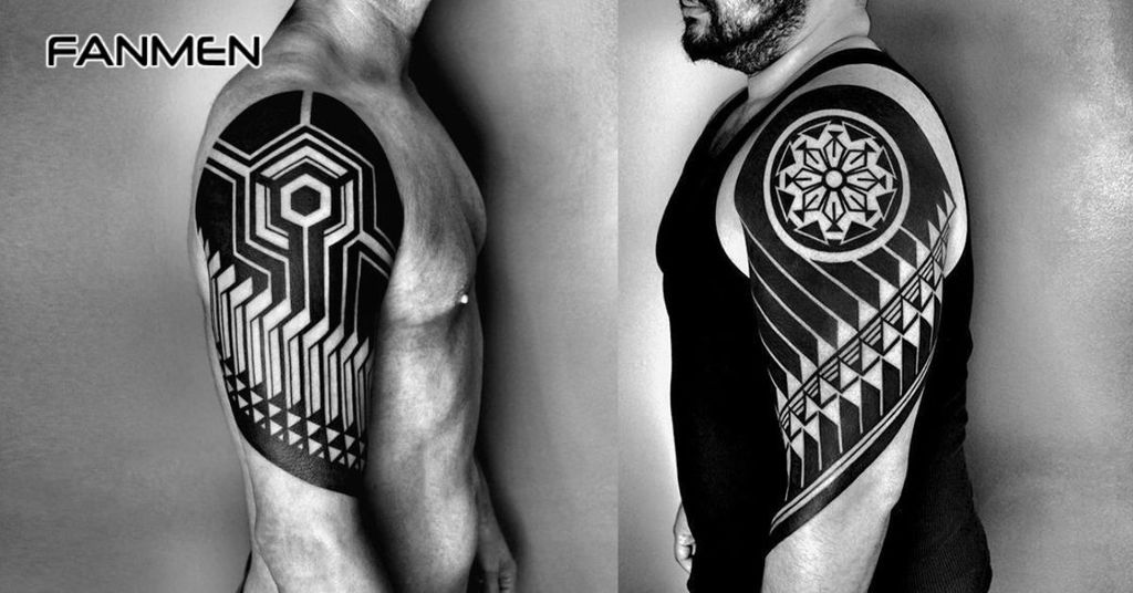 Hình xăm hoa văn bắp tay hình học 1