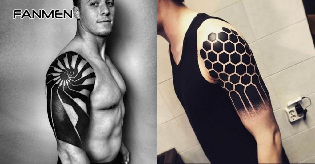 Hình xăm hoa văn bắp tay hình học 2