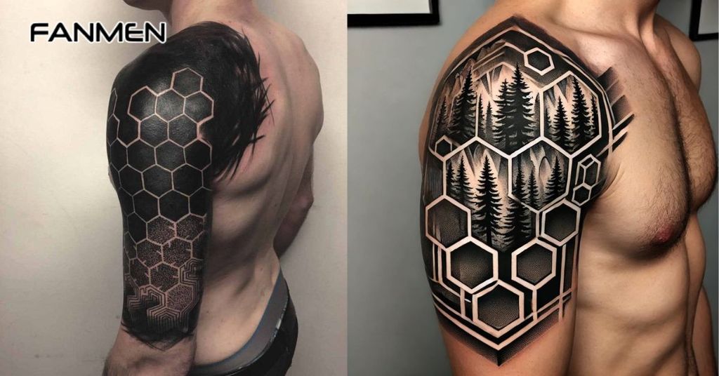 Hình xăm hoa văn bắp tay hình học&nbsp;3