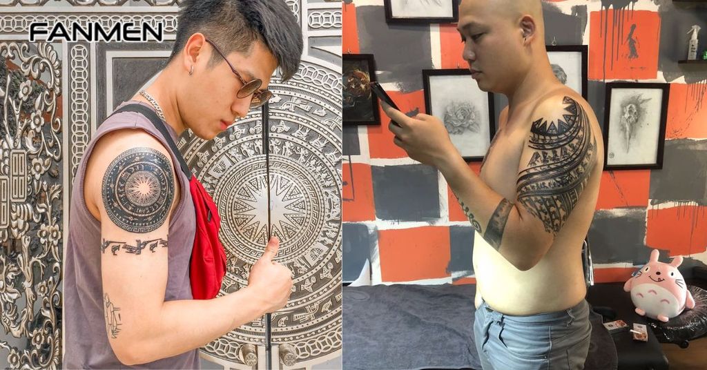 Hình xăm hoa văn bắp tay trống đồng 2