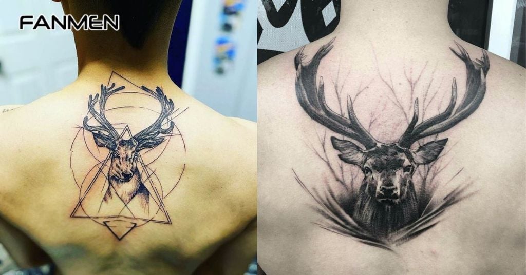 Hình xăm hươu cho nam ở lưng 4