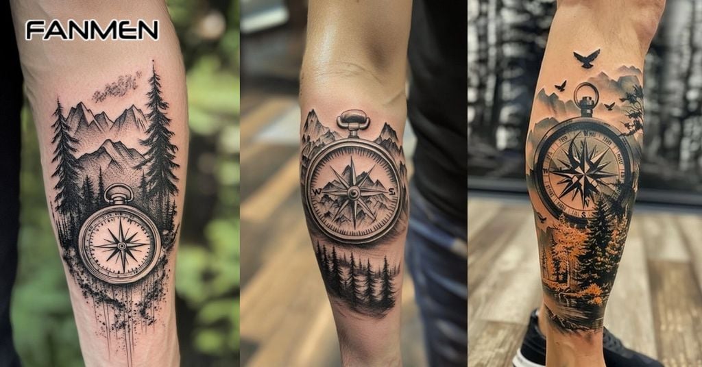 Hình xăm la bàn 3D 3