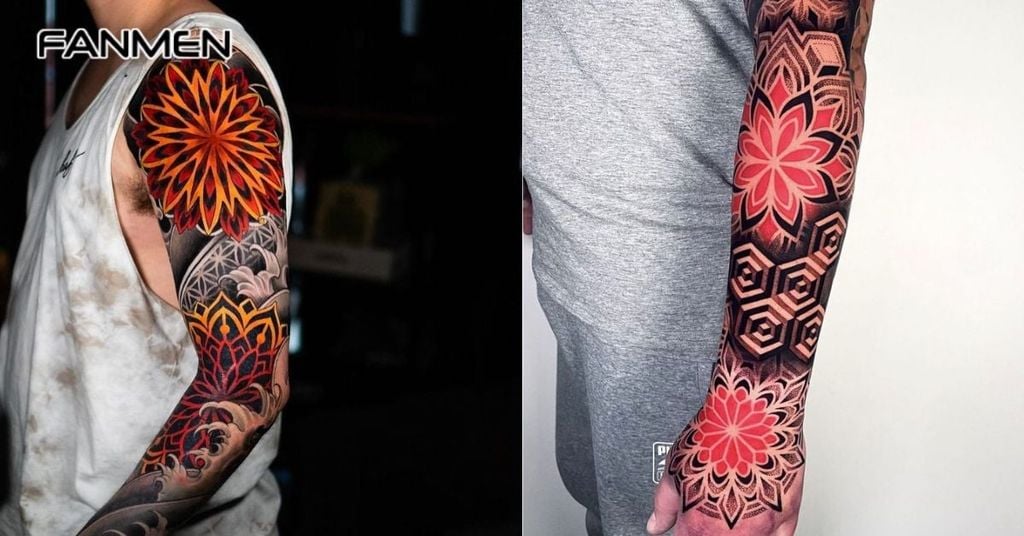 Hình xăm mandala màu sắc 4