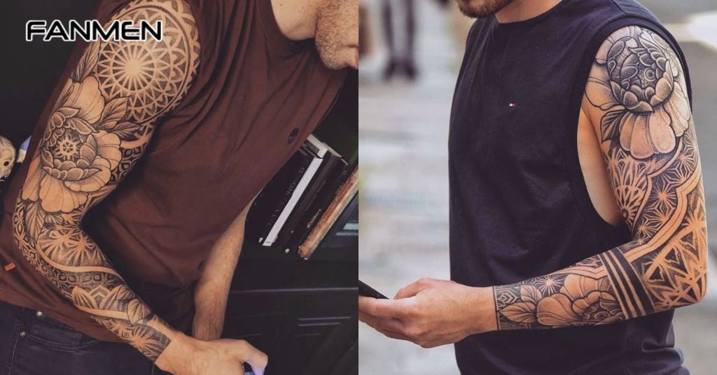 Hình xăm mandala kiểu tattoo sleeve 9