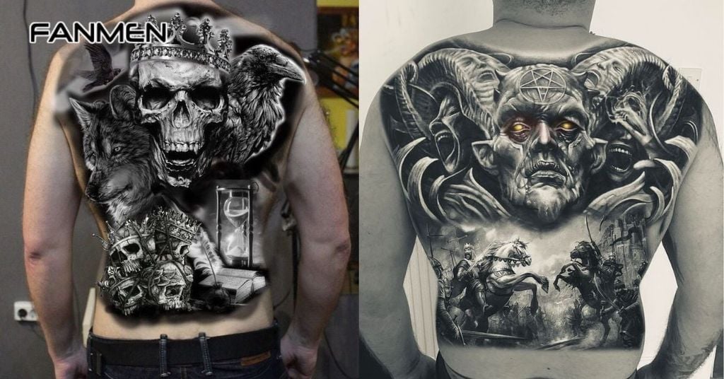 Hình xăm mạnh mẽ cho nam ở lưng