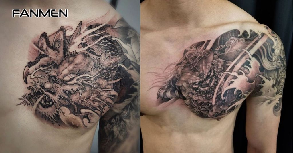 Hình xăm mạnh mẽ cho nam ở ngực