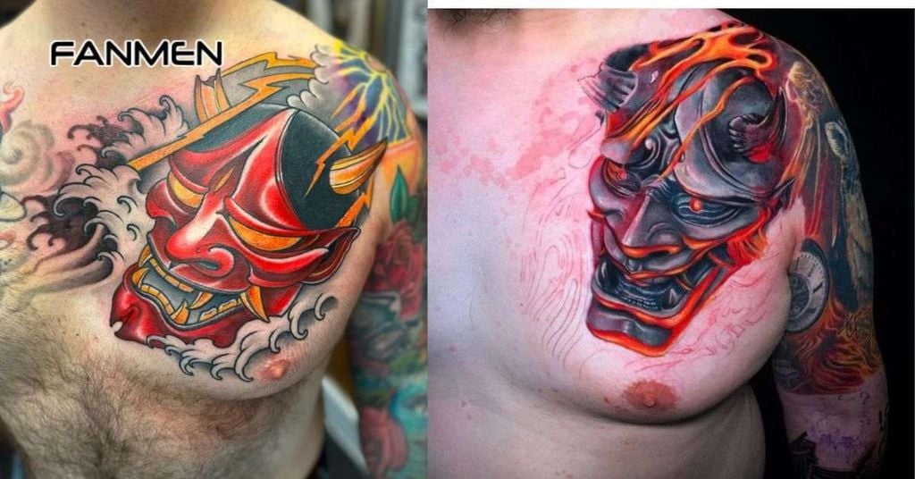 Hình xăm mặt quỷ ở ngực nam