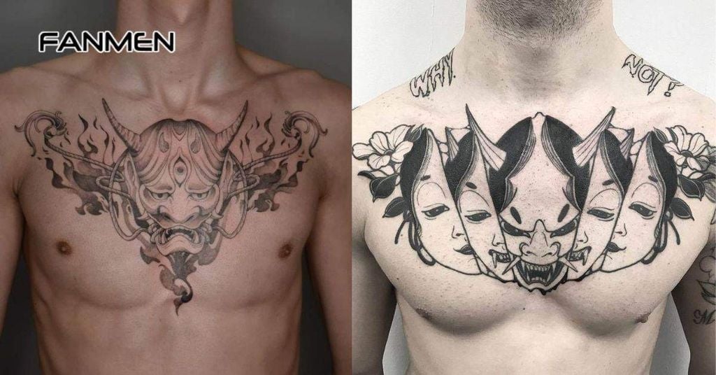 Hình xăm mặt quỷ ở ngực nam