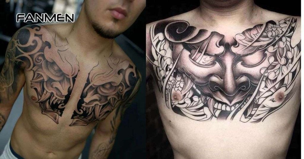 Hình xăm mặt quỷ ở ngực nam