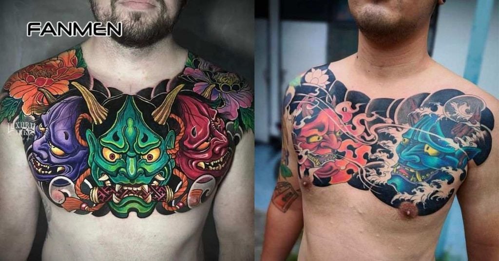 Hình xăm mặt quỷ ở ngực nam