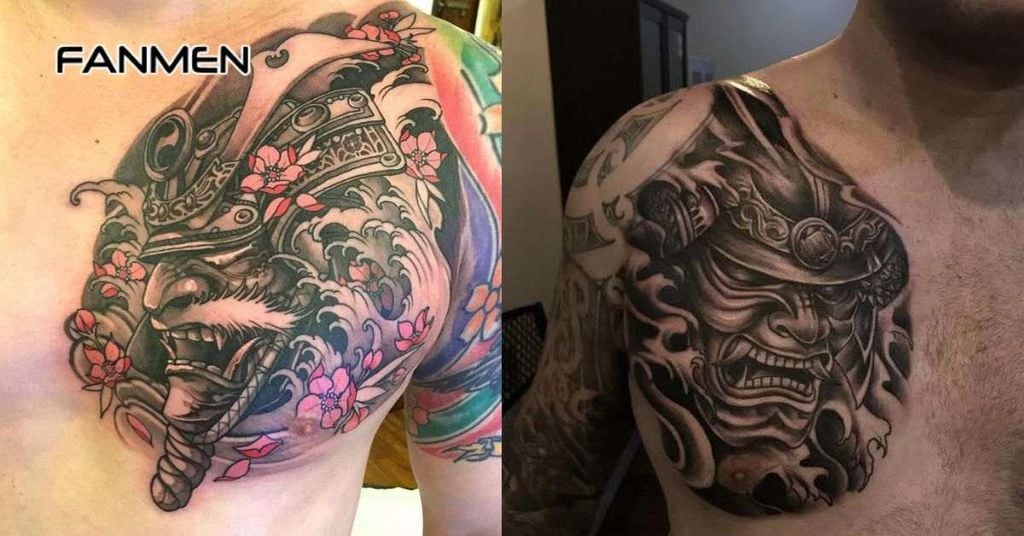 Hình xăm mặt quỷ ở ngực nam