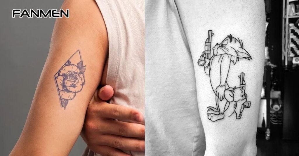 Hình xăm mini nam ở bắp tay