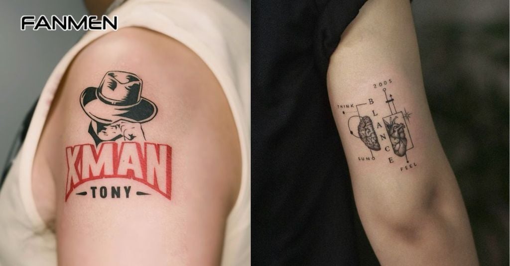 Hình xăm mini nam ở bắp tay