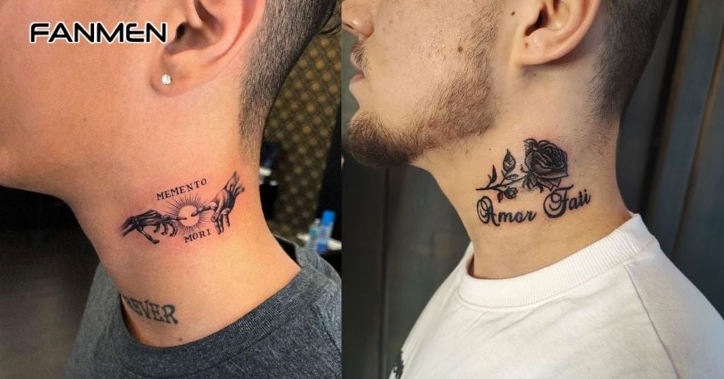 Hình xăm mini đẹp cho nam ở cổ
