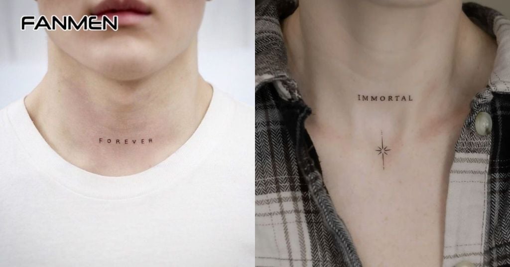 Hình xăm mini đẹp cho nam ở cổ