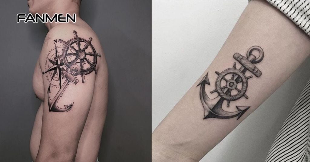 Hình xăm mỏ neo và bánh lái