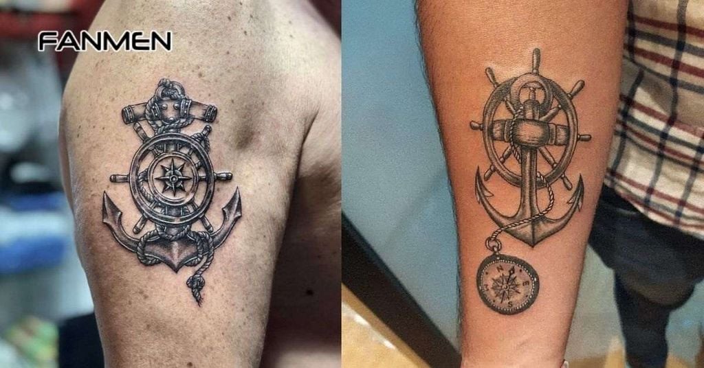 Hình xăm mỏ neo và bánh lái