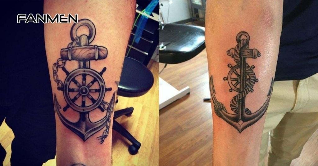 Hình xăm mỏ neo và bánh lái