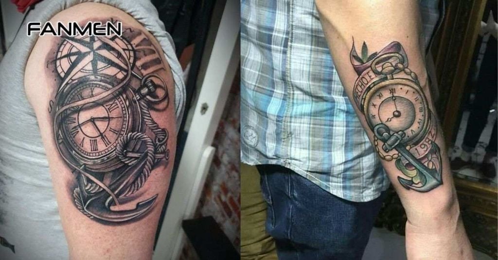 Hình xăm mỏ neo và đồng hồ