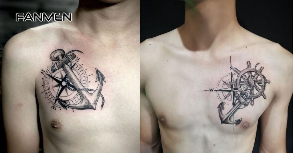 Mẫu hình xăm la bàn mỏ neo