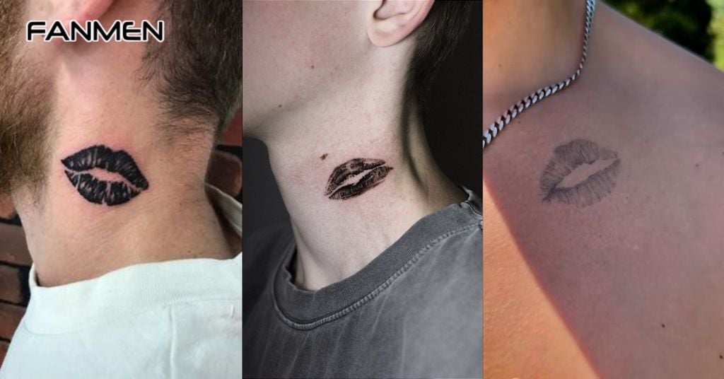 Hình Xăm Môi Đen Trắng Tối Giản