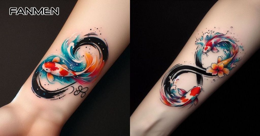 Hình xăm Song Ngư màu sắc độc đáo 2