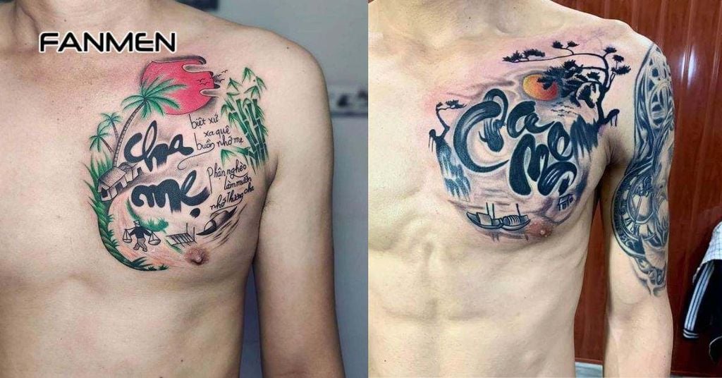 Hình xăm ở ngực nam ý nghĩa về gia đình