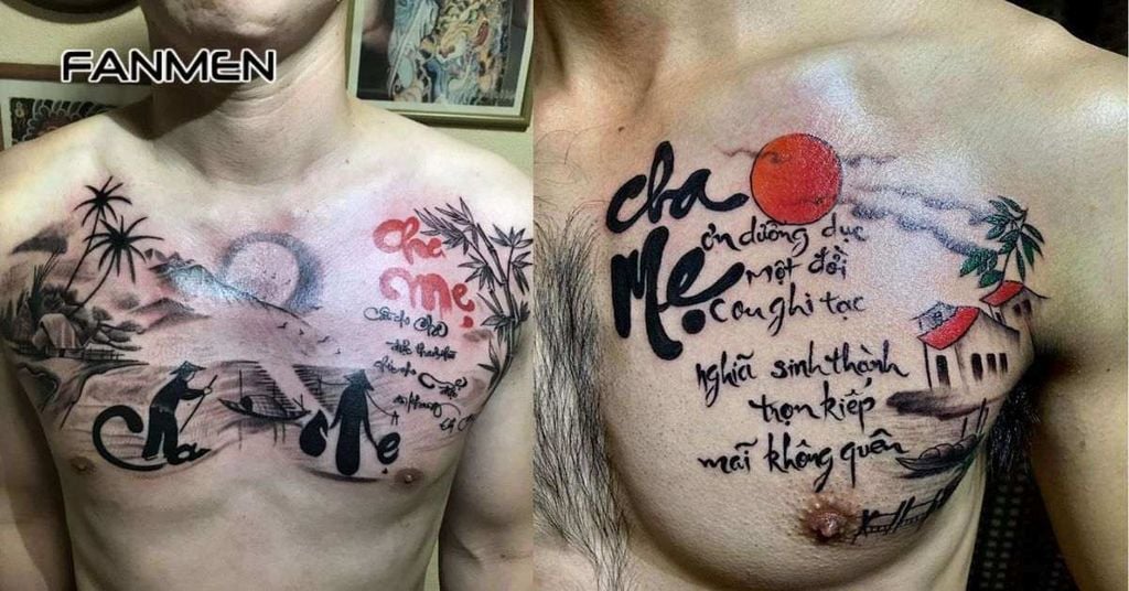 Hình xăm ở ngực nam ý nghĩa về gia đình