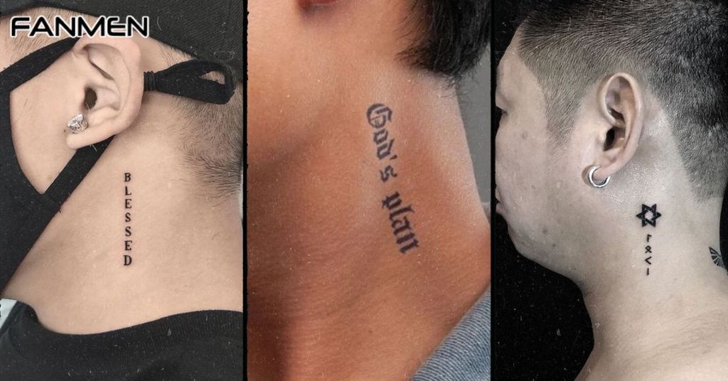 Hình xăm nhỏ cho nam ở cổ mẫu 3