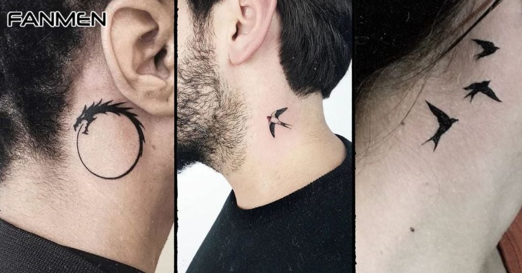 Hình xăm nhỏ đẹp nam ở cổ mẫu 5
