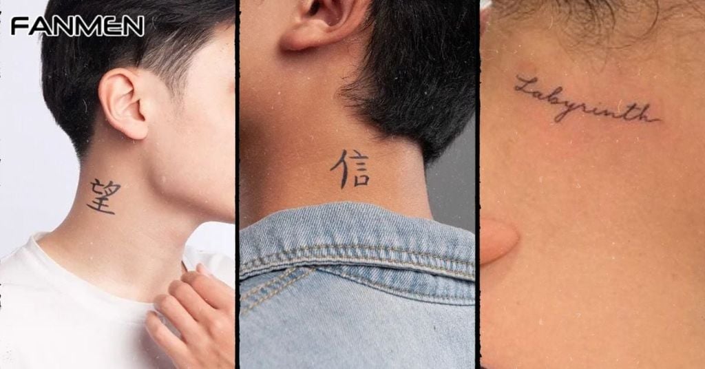 Hình xăm nhỏ ở cổ cho nam mẫu 12