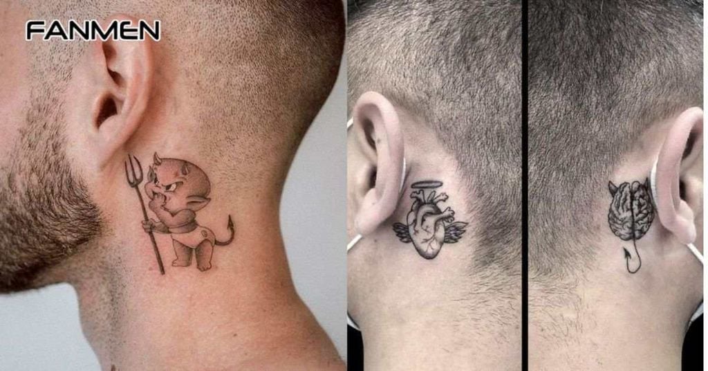 Hình xăm nhỏ sau tai cho nam