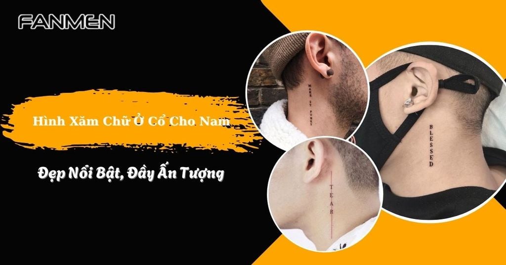 Hình xăm chữ ở cổ cho nam