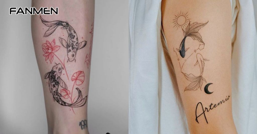 Hình xăm Song Ngư phong cách hiện đại 1