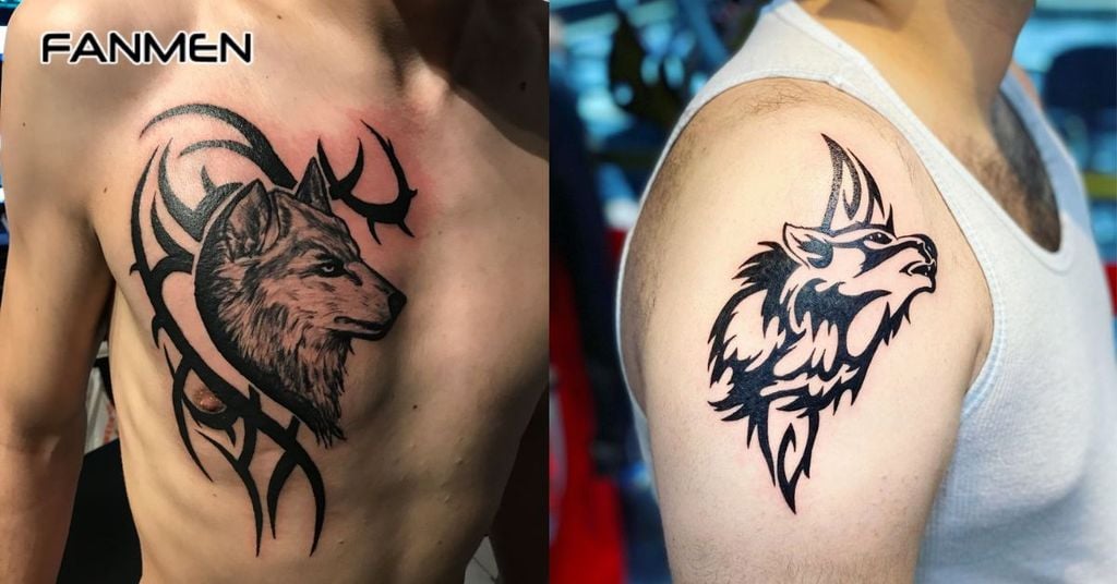 Hình xăm sói Tribal 6
