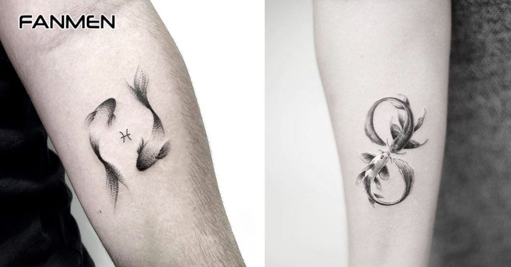 Hình xăm Song Ngư tối giản 4