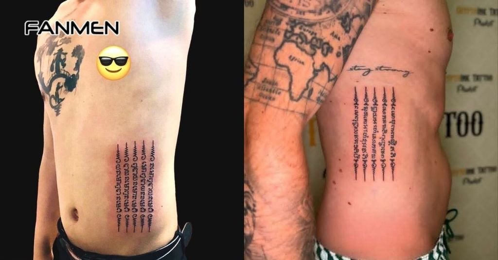 Hình xăm Thái Lan 5 dòng Yant Hah Taew