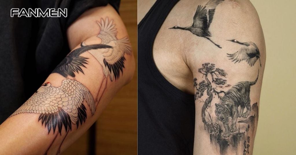 Hình xăm tiên hạc cho nam mẫu 11
