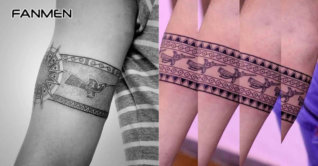 Hình xăm họa tiết&nbsp;trống đồng Việt Nam ở cánh tay 1