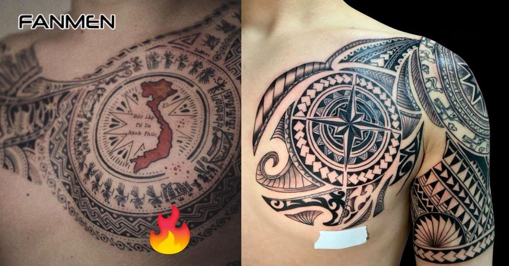 Hình xăm trống đồng Việt Nam ở ngực 2